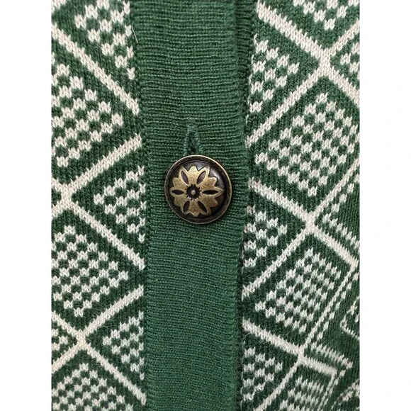 Vitange Appleseeds  green ivory fair isle Nordic button up soft c… - Picture 10 of 11